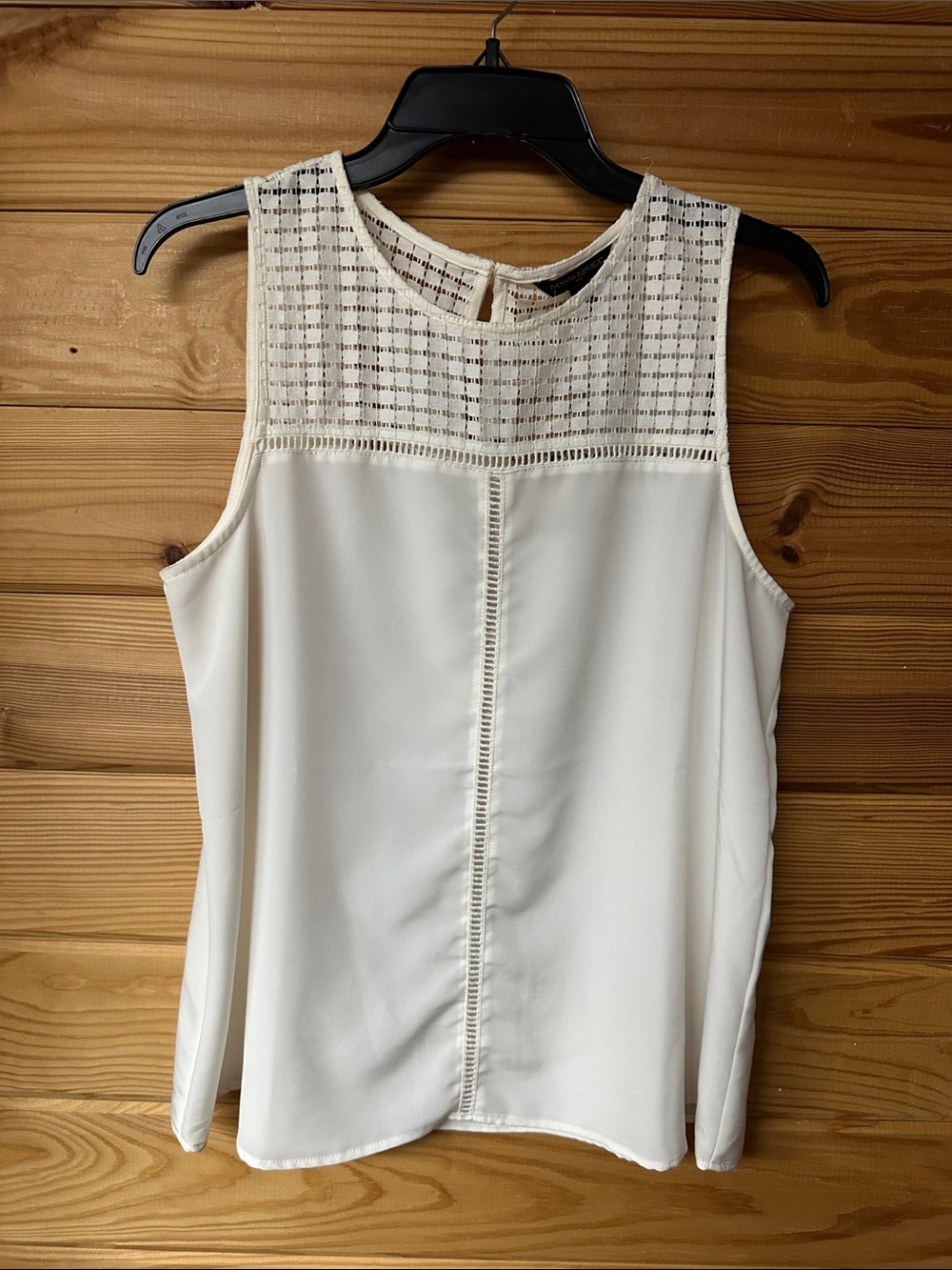 Banana Republic Women's White Sleeveless Lace Yoke Blouse Size M